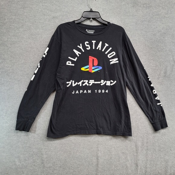 Playstation 4 Tops - Playstation Women Top Shirt Large Black Graphic Print Slim Fit Crew Neck READ